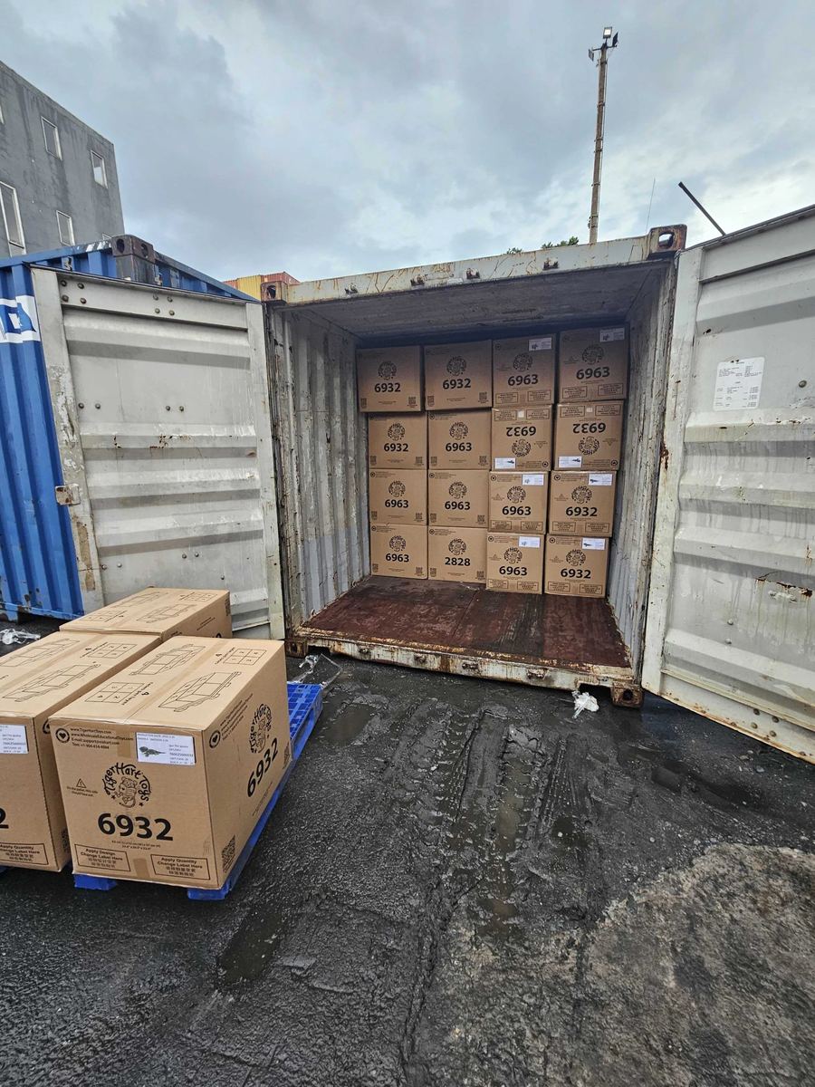 Cartons stacked and ready for shipment